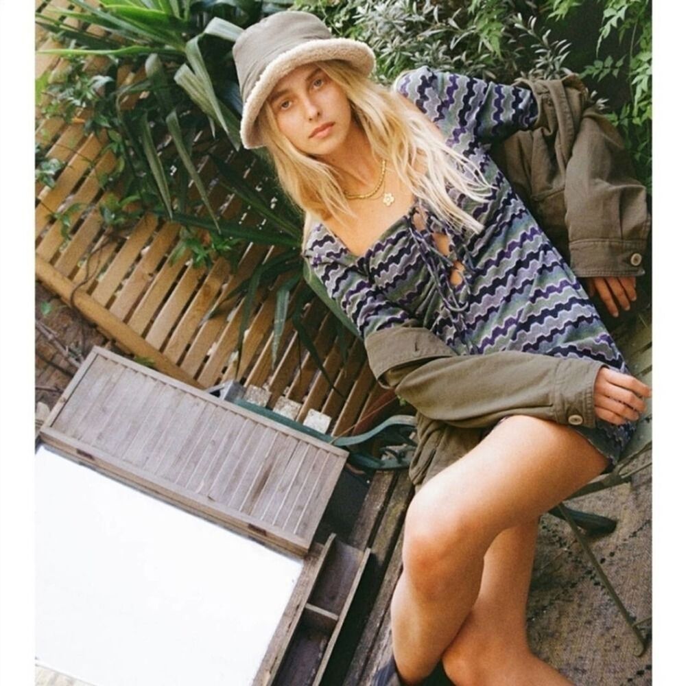 NWT Zara Green Purple Metallic Geo Striped 90s Y2K Cutout Mini Dress Size Small